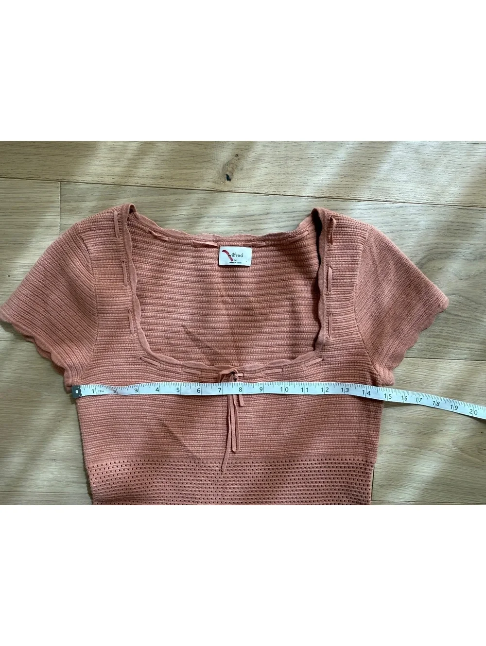 Aritzia Wilfred Reception Dress Soft Terracotta Crochet Knit Tie Front Size M